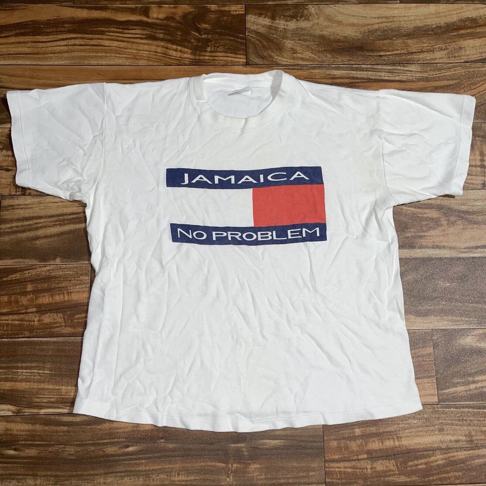 Women's Jamaica No Problem Tommy Hilfiger Flag Graphic White T-Shirt Size XL